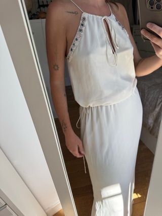 Vestido Zara blanco perlas - griego