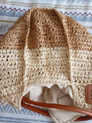 Bolsa playa trenzada beige