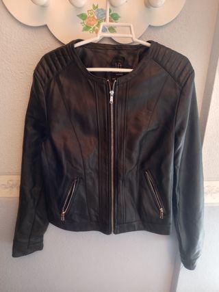 Chaqueta negra cuero sintético Lefties - Talla L