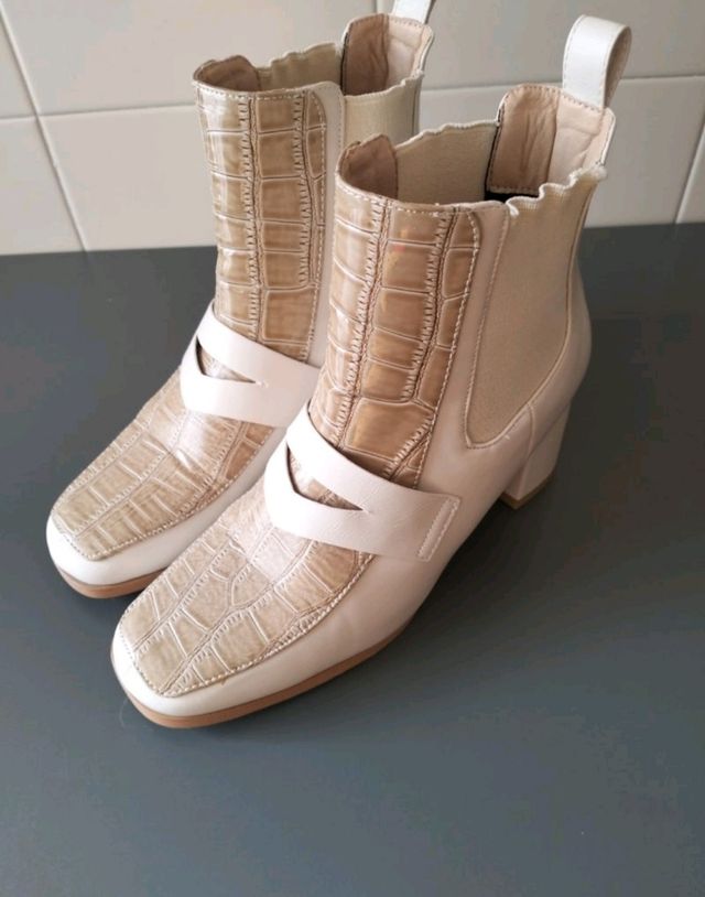 Botines beige y blancos Rockaway