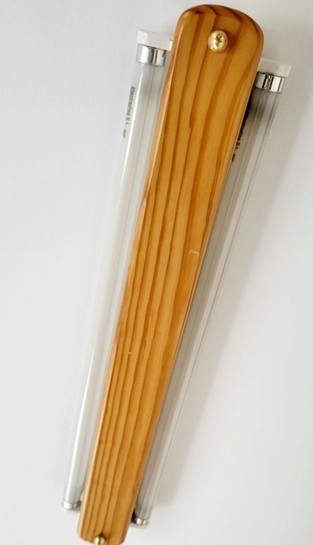 Lámpara techo madera-metal blanco