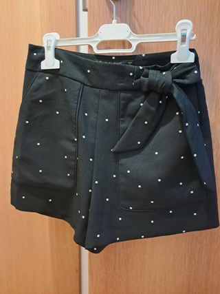 Bermuda negra lunares lazo XS