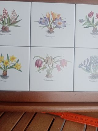 Vassoio legno piastrelle fiori