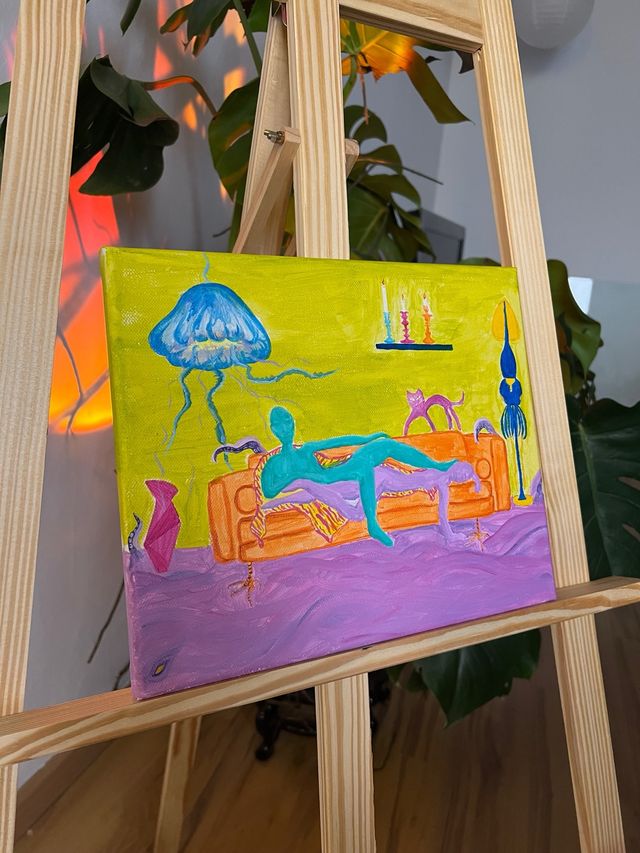 Cuadro acrílico - Amarillo y morado