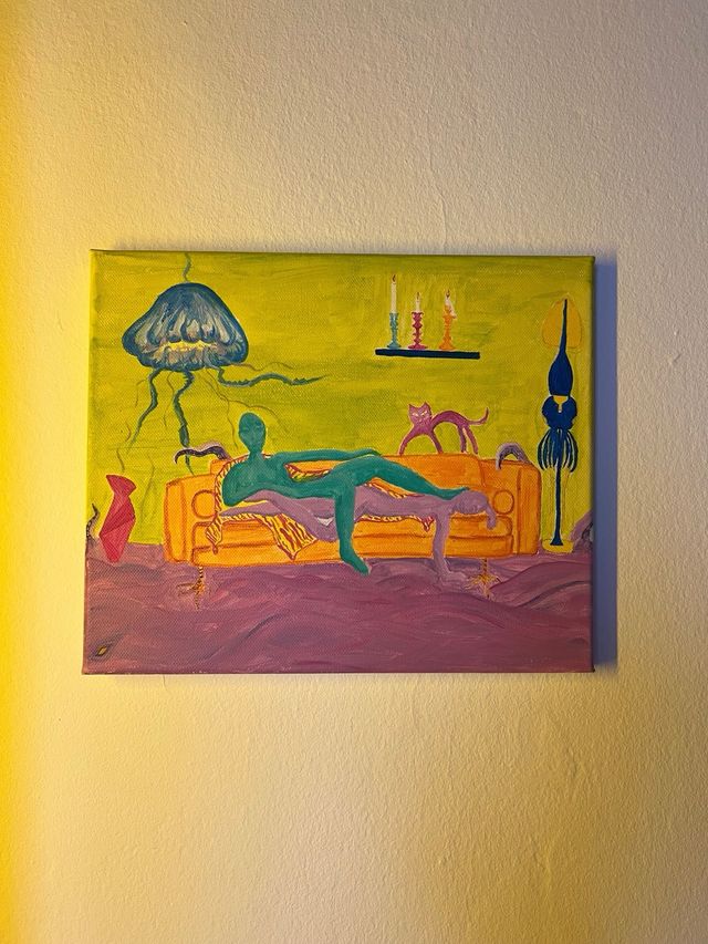 Cuadro acrílico - Amarillo y morado