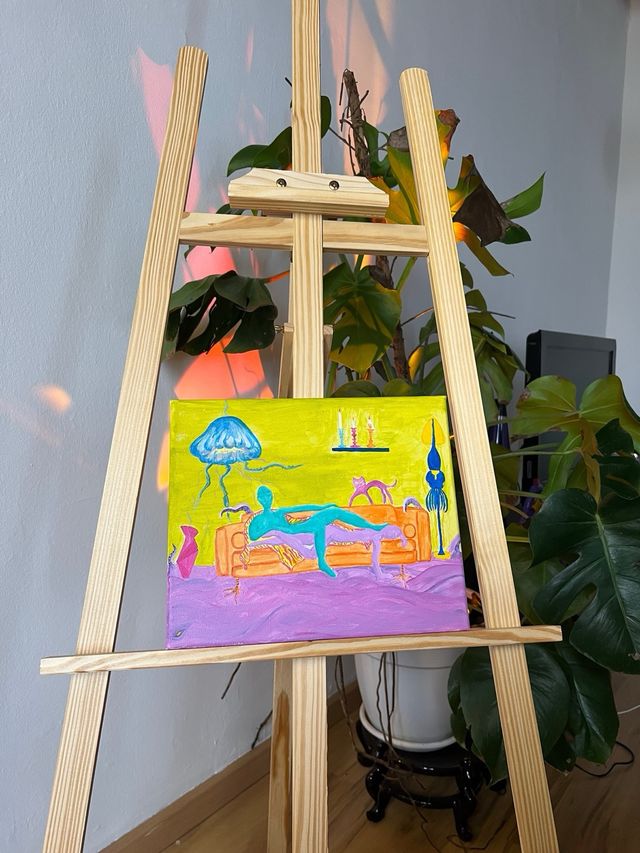 Cuadro acrílico - Amarillo y morado