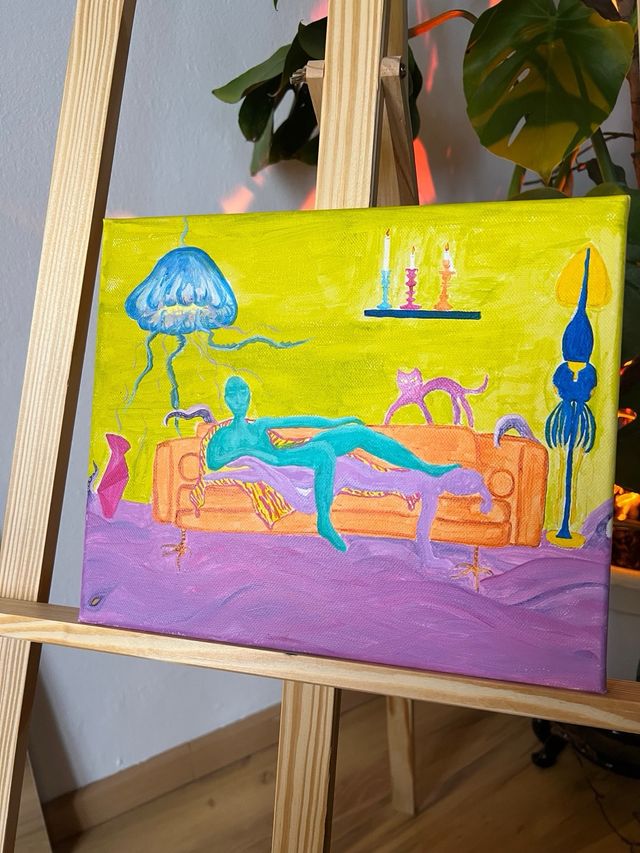 Cuadro acrílico - Amarillo y morado