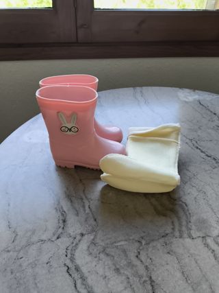 Botas agua niña conejo rosa 24