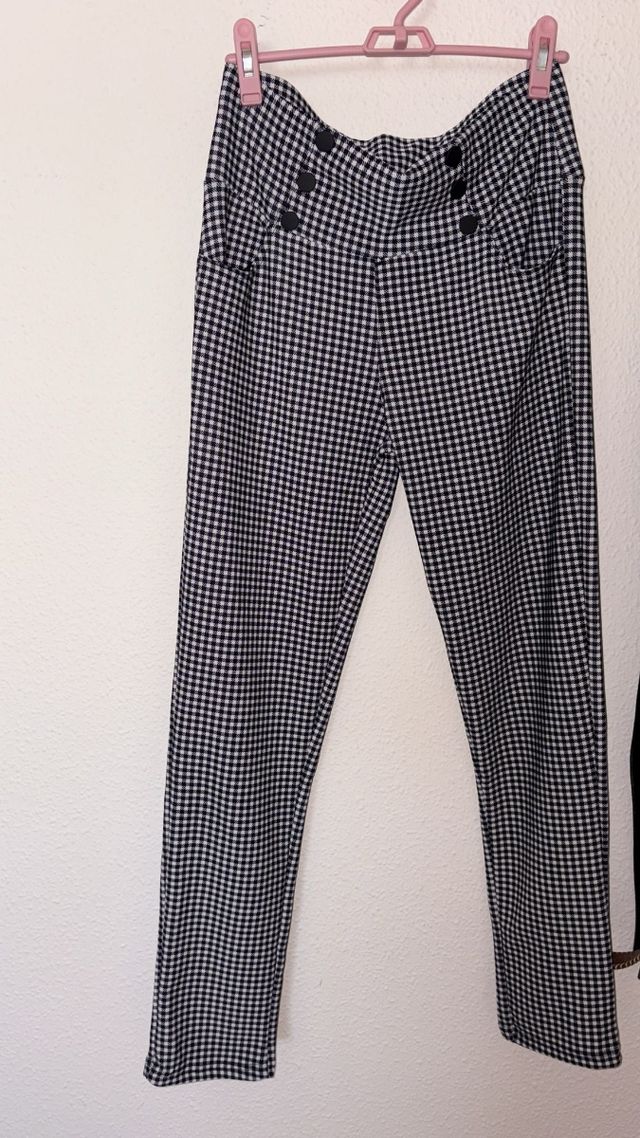 Pantalón cuadros blanco-negro XL