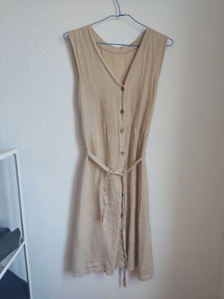 Vestido lino beige - Talla M