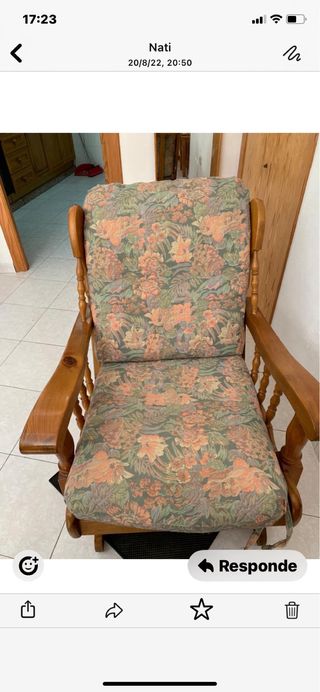 SILLON BALANCIN tapizado madera