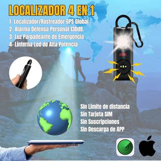Rastreador GPS 4 en 1 con alarma y luz LED