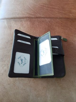 Monedero piel verde oliva - Nuevo, SIN ESTRENAR