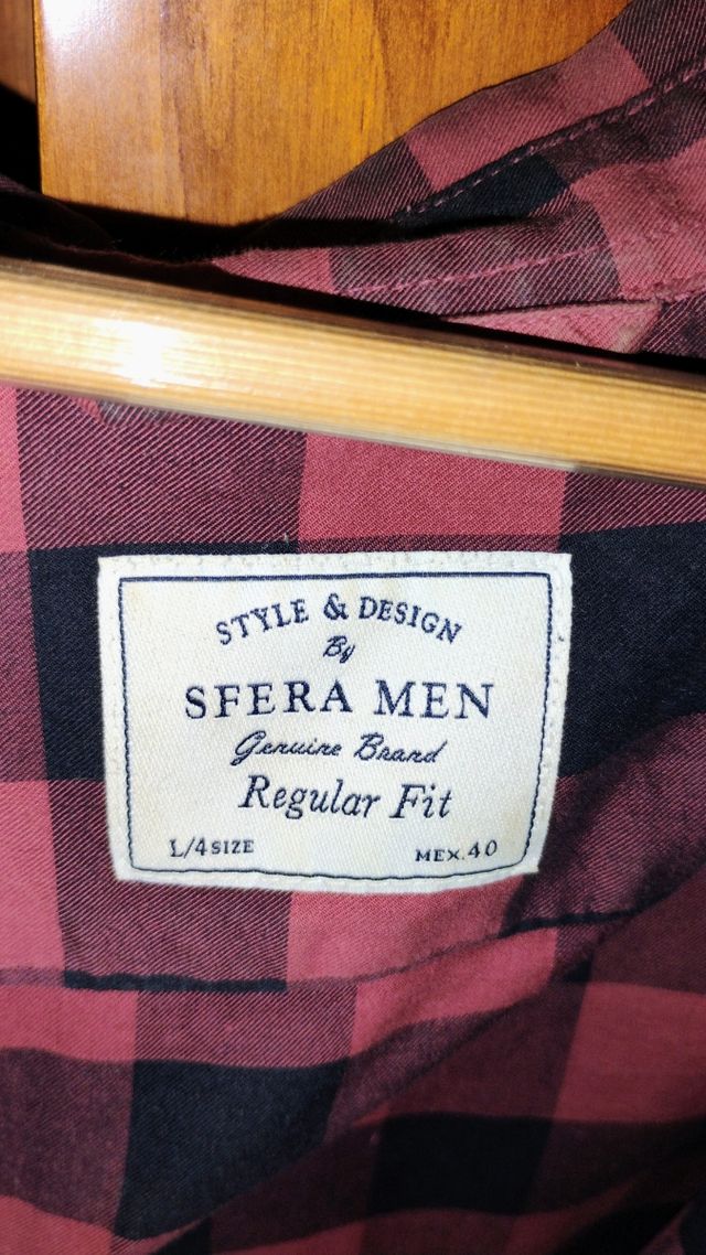 Camisa cuadros Sfera L roja-negra