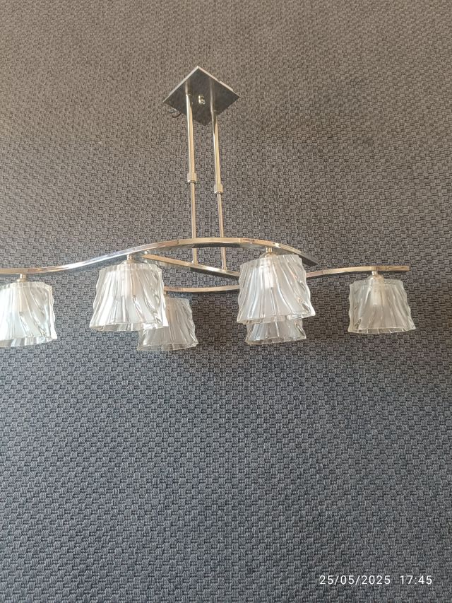 Lampara salon 6 luces, cristal