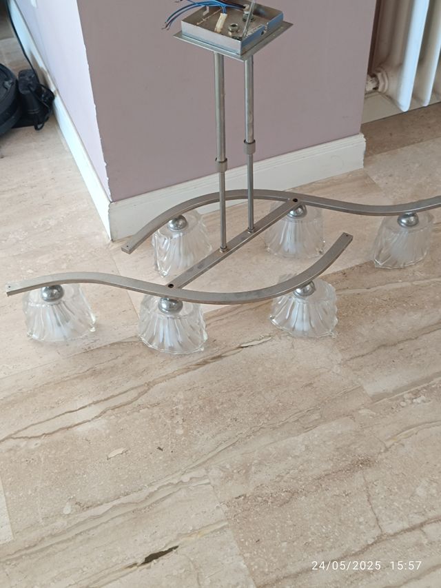 Lampara salon 6 luces, cristal