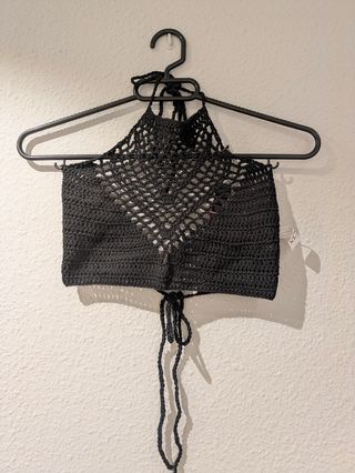Top bikini crochet negro
