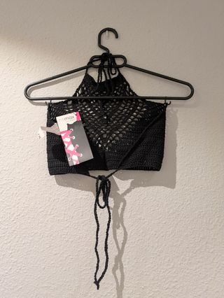 Top bikini crochet negro