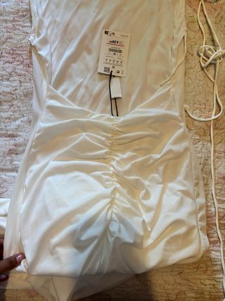 Vestido Zara blanco largo espalda abierta - Talla