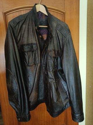 Cazadora cuero Massimo Dutti NO NEGOCIABLE 