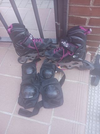 Patines en línea niña + protecciones talla 37/40