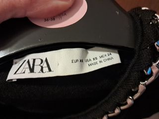 Vestido Zara negro cuello joya- Talla XS