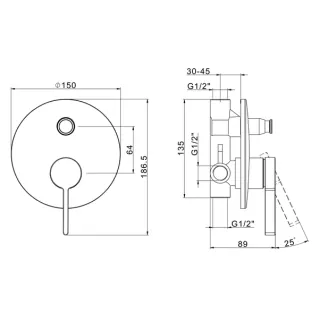 Grifo empotrado de 2 vías Huber Lodge para ducha