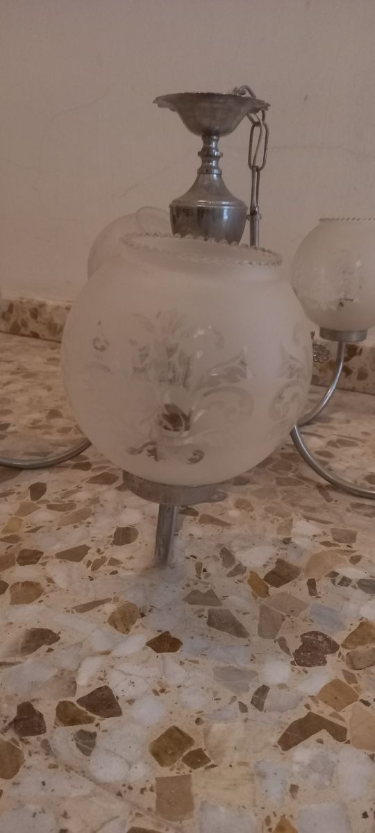 Lampara 5 brazos metal plata