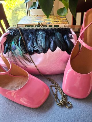 BOLSO FIESTA RASO Y PLUMAS