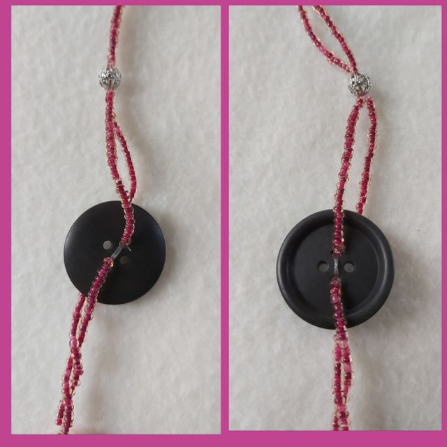 Collana bottoni e perline, multicolore