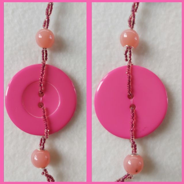 Collana bottoni e perline, multicolore