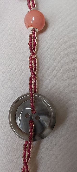 Collana bottoni e perline, multicolore
