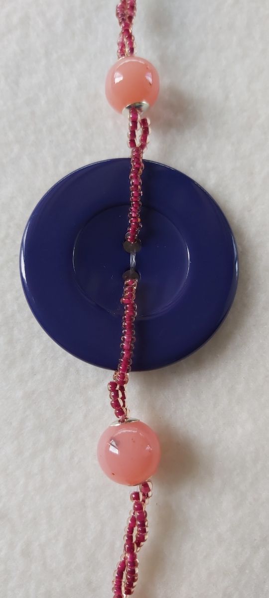 Collana bottoni e perline, multicolore