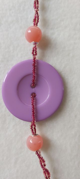 Collana bottoni e perline, multicolore