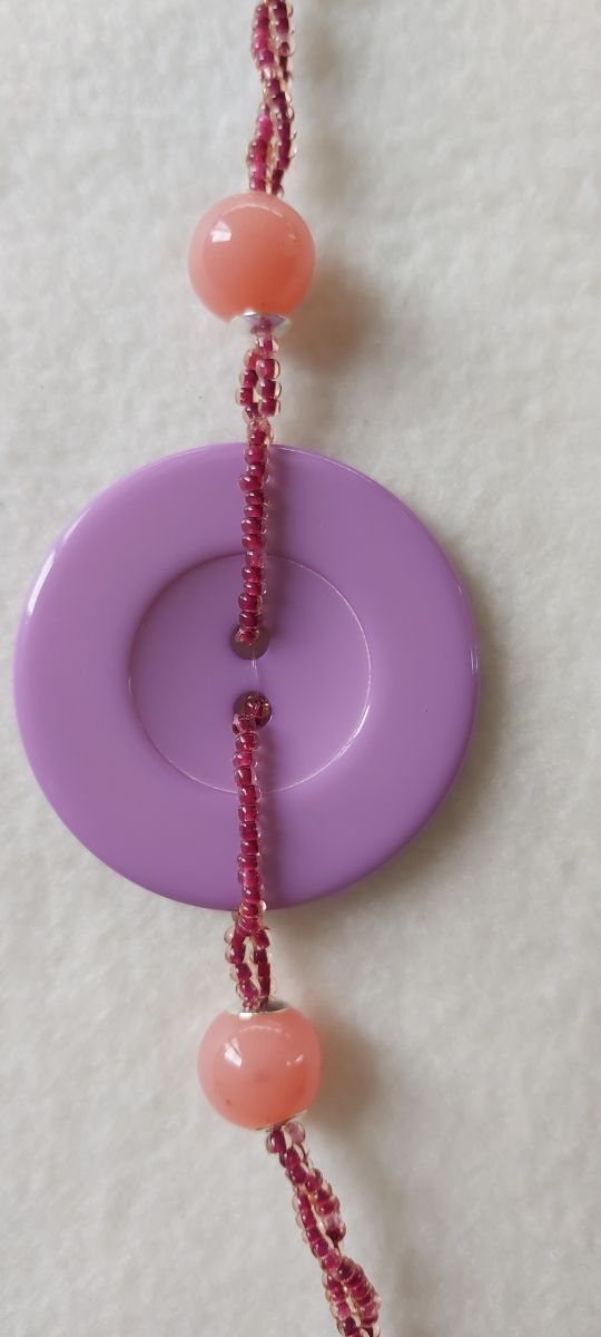 Collana bottoni e perline, multicolore