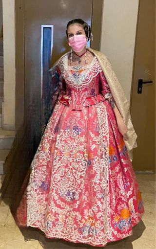 Traje Fallera Rosa y Plata