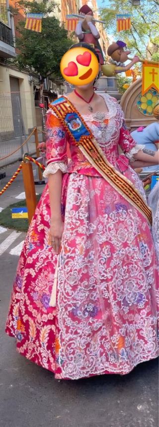 Traje Fallera Rosa y Plata