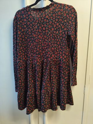 Vestido flores punto - Rojo, Negro