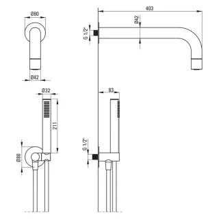 Kit de ducha Deante Loira en acabado negro