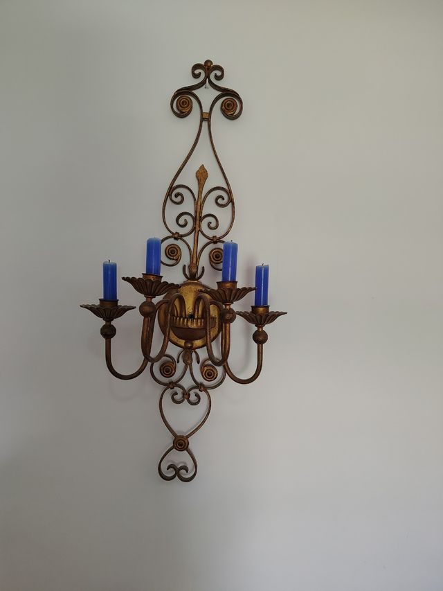 2 Candelabros hierro macizo, color bronce 