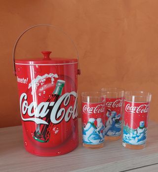 Portaghiaccio con bicchieri coca cola originali