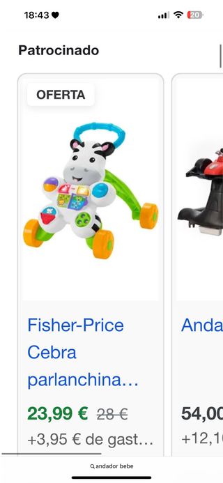 Andador Bebé Fisher-Price Zebra