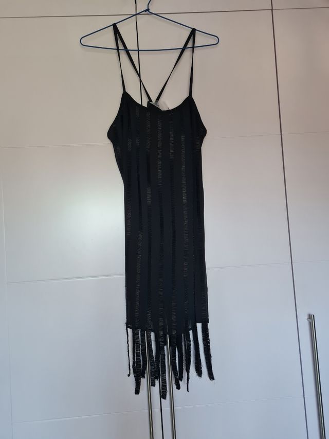 Vestido Mango negro lentejuelas talla XS