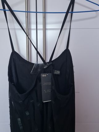 Vestido Mango negro lentejuelas talla XS