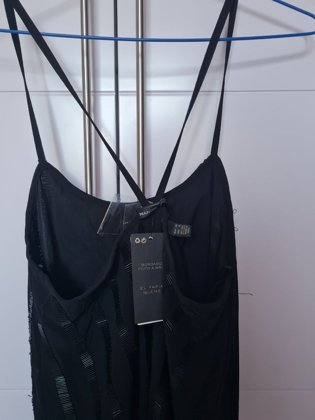 Vestido Mango negro lentejuelas talla XS