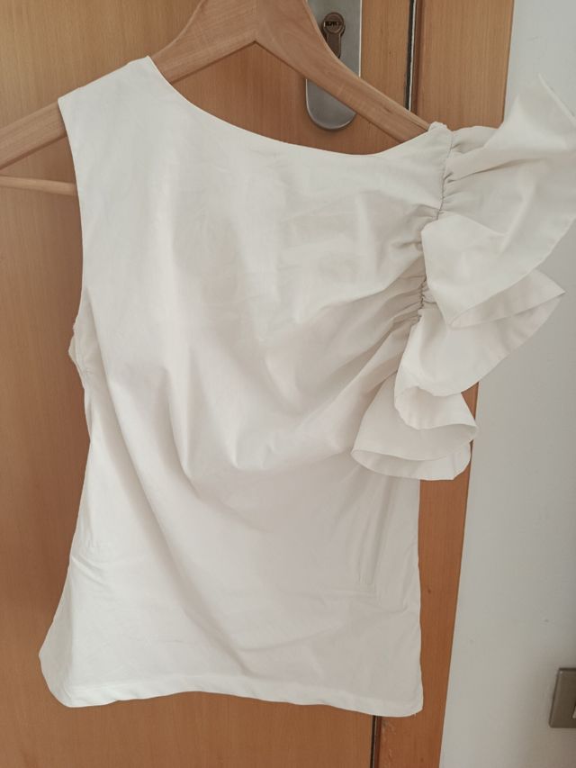 Blusa blanca mujer talla S - top elegante
