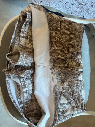 Mini Falda Vaquera Serpiente Beige