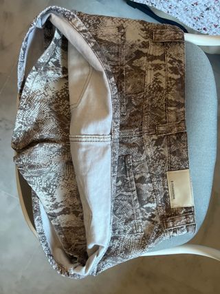 Mini Falda Vaquera Serpiente Beige