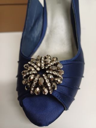 Zapatos Menbur Fiesta -talla 39.Raso.Azul noche.