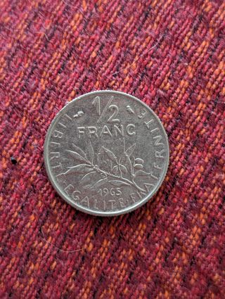 Moneda 1/2 Franco Francia 1965